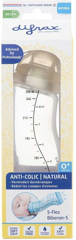 Difrax Anti-Colic S-Babyfles Natural - 250 Ml - Popcorn/Creme 18 Difrax Anti-Colic S-Babyfles Natural - 250 Ml - Popcorn/Creme - Afbeelding 18