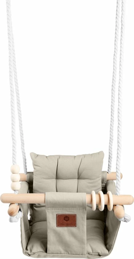Hippe Schommels Baby / Kinder Schommel Voor Binnen Of Buiten! - Luxe Baby Swing - Zandkleur - Schommelstoel Inclusief Kussens, Bevestigingsmaterialen En Veiligheidsriem 5 Hippe Schommels Baby / Kinder Schommel Voor Binnen Of Buiten! - Luxe Baby Swing - Zandkleur - Schommelstoel Inclusief Kussens, Bevestigingsmaterialen En Veiligheidsriem - Afbeelding 5