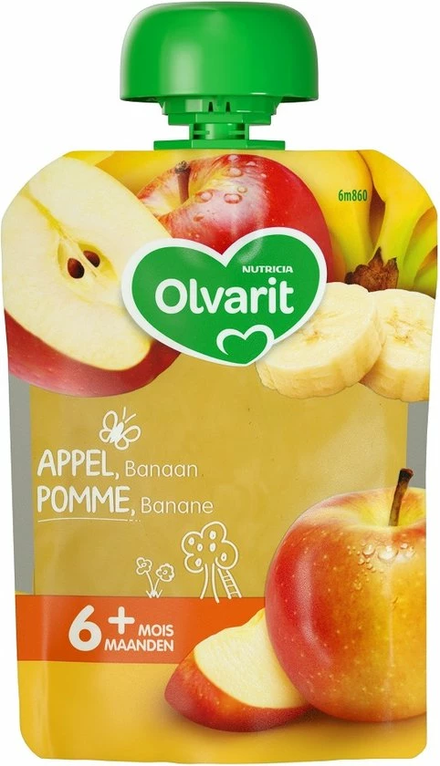 Olvarit Knijpzakjes 6+ Maanden - Appel Banaan - 6 X 90g 2 Olvarit Knijpzakjes 6+ Maanden - Appel Banaan - 6 X 90g - Afbeelding 2