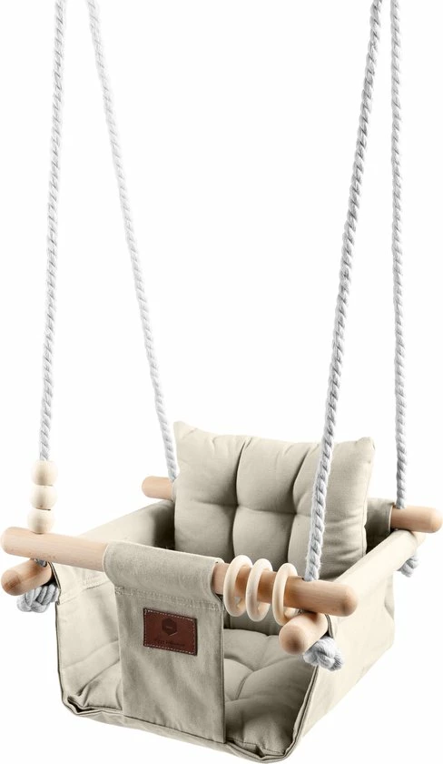 Hippe Schommels Baby / Kinder Schommel Voor Binnen Of Buiten! - Luxe Baby Swing - Zandkleur - Schommelstoel Inclusief Kussens, Bevestigingsmaterialen En Veiligheidsriem 2 Hippe Schommels Baby / Kinder Schommel Voor Binnen Of Buiten! - Luxe Baby Swing - Zandkleur - Schommelstoel Inclusief Kussens, Bevestigingsmaterialen En Veiligheidsriem - Afbeelding 2