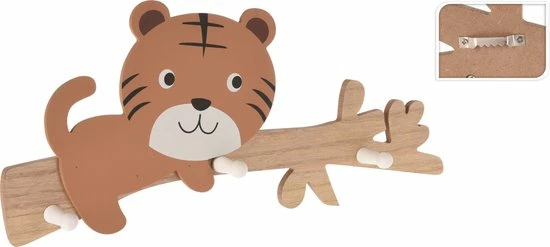 Spesely® Tijger Kinderkapstok Babykamer / Kinderkamer - 3 Houten Haken - Kapstok Met Dier - Kapstok Hangend - Hout - Wandkapstok 47x20cm 1 Spesely® Tijger Kinderkapstok Babykamer / Kinderkamer - 3 Houten Haken - Kapstok Met Dier - Kapstok Hangend - Hout - Wandkapstok 47x20cm