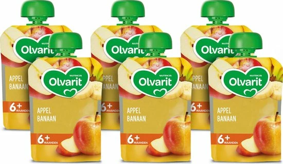 Olvarit Knijpzakjes 6+ Maanden - Appel Banaan - 6 X 90g 1 Olvarit Knijpzakjes 6+ Maanden - Appel Banaan - 6 X 90g