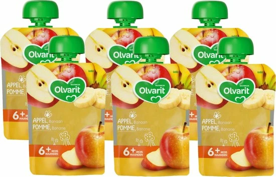 Olvarit Knijpzakjes 6+ Maanden - Appel Banaan - 6 X 90g 8 Olvarit Knijpzakjes 6+ Maanden - Appel Banaan - 6 X 90g - Afbeelding 8