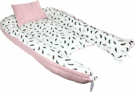 Hibaby Babynest - 90x57cm - Roze Met Printje - Inclusief Kussen 1 Hibaby Babynest - 90x57cm - Roze Met Printje - Inclusief Kussen