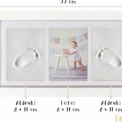 Frummel Fotolijst Baby (33 X 18 Cm) - Klei Afdruk (Gipsafdruk Baby) - Beter Dan Gips Afdruk - Hand Voet Afdruk - Kraamcadeau Meisje / Kraamcadeau Jongen - Kerstcadeau -Telano-winkel 550x389 10