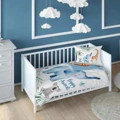 Maya Moo Mayamoo Ledikant Dekbedovertrek Vrolijke Dieren 100x135 Cm - Blauw -Telano-winkel 550x392 1