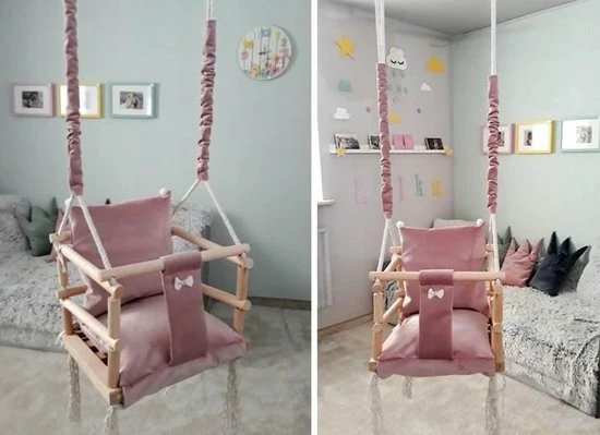 Merkloos Babyschommel Babyzitje - Stof Hout - Babyschommel Binnen - Kinderschommel - Schommel Baby Zitje - Schommelzitjes - Schommelstoel - Roze 7 Merkloos Babyschommel Babyzitje - Stof Hout - Babyschommel Binnen - Kinderschommel - Schommel Baby Zitje - Schommelzitjes - Schommelstoel - Roze - Afbeelding 7