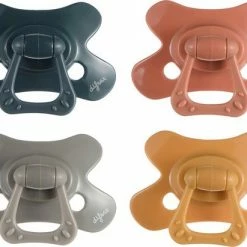 Difrax Fopspeen 20+ Maanden Natural Speen - Donkerblauw/Grijs/Roodbruin/Geel - 4 Stuks