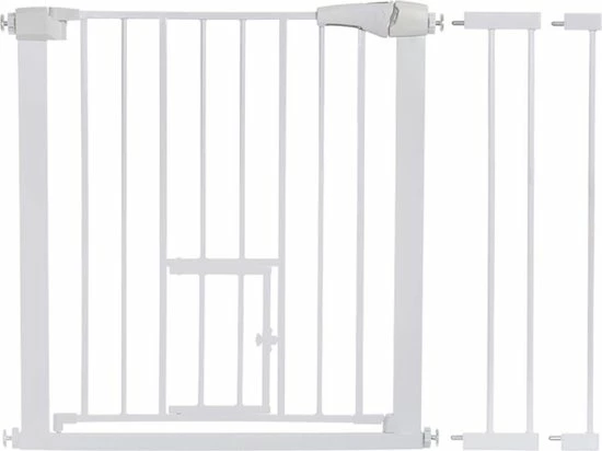 Comomy Traphekje - Traphek Zonder Boren - 75-103cm Veiligheidshek Met Kattendeur - Veiligheidshekje -Hondenhek - Voor Baby's, Kinderen, Hond En Katten - Wit 1 Comomy Traphekje - Traphek Zonder Boren - 75-103cm Veiligheidshek Met Kattendeur - Veiligheidshekje -Hondenhek - Voor Baby's, Kinderen, Hond En Katten - Wit