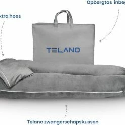 Telano Zwangerschapskussen XXL | Extra Hoes En Opbergtas |Velvet Stof | Voedingskussen | U Vorm | Extra Groot | Zijslaapkussen | Grijs -Telano-winkel 550x422 4