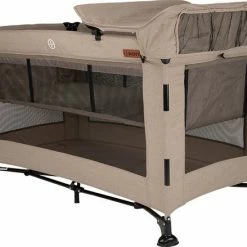 Novi Baby - Campingbedje - Reisbed - Nora Luxe - Inklapbaar - Incl. Verschoonblad - Incl. Transporttas - Incl. Bodemverhoger - 120 X 60 Cm - Zand / Beige - Zwarte Poten -Telano-winkel 550x439 2