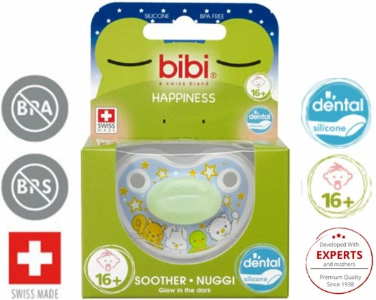 Bibi Happiness Glow In The Dark Dental Fopspeen 16 Maanden Plus Blauw 3 Bibi Happiness Glow In The Dark Dental Fopspeen 16 Maanden Plus Blauw - Afbeelding 3