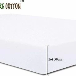 PURE HOME COTTON Hoeslaken 140x200 Katoen - Tot (30cm) - Jersey - Meer Kleuren - Strijkvrij - Lange Levensduur - Wit -Telano-winkel 550x440 2