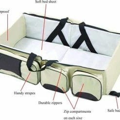 Decopatent Baby Bed - Luiertas - Reisbedje Voor Baby S En Kleuters - Opvouwbare Reiswieg - Reisbed Met Matras - Reistas - Creme -Telano-winkel 550x444