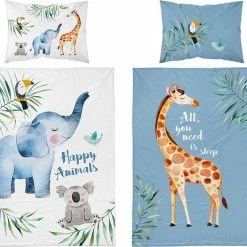 Maya Moo Mayamoo Ledikant Dekbedovertrek Vrolijke Dieren 100x135 Cm - Blauw