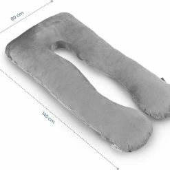 Telano Zwangerschapskussen XXL | Extra Hoes En Opbergtas |Velvet Stof | Voedingskussen | U Vorm | Extra Groot | Zijslaapkussen | Grijs -Telano-winkel 550x472 4