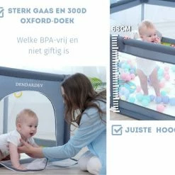 Dendardev - XL Speelbox Met 50 Ballen - Babybox - Playpen - Baby Kruipbox - Grondbox - Kinderbox - Grijs 180cm X 150cm X 68cm -Telano-winkel 550x481 5