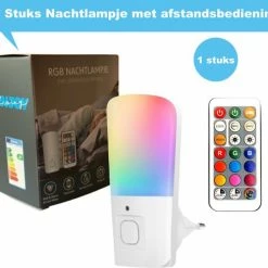 Enjoy Living - 1X LED Nachtlampje Multi Color + Afstandsbediening - 1W - Timer - Stopcontact Nachtlampjes - Kinderkamer - Babykamer - Kinderen - Baby - Volwassen