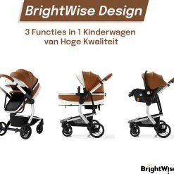 BrightWise® Luxe Kinderwagen 3 In 1 Voldoet Aan Alle Europese Veiligheidscertificaten - Wandelwagen - Kinderwagen 3-in-1 Incl Autostoel - Kinderwagen Maxi Cosi – Buggy 3 In 1 - Newborn - Leer - Bruin -Telano-winkel 550x494 7
