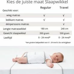 Snoozzz Slaapwikkel Regular - Baby Slaaphulp - Voorkomt Voorkeurshouding - Geschikt Voor Wieg En Ledikant - 0+ Maanden - Wit/Grijs - 180 X 50 Cm -Telano-winkel 550x498