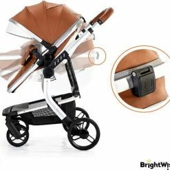 BrightWise® Luxe Kinderwagen 3 In 1 Voldoet Aan Alle Europese Veiligheidscertificaten - Wandelwagen - Kinderwagen 3-in-1 Incl Autostoel - Kinderwagen Maxi Cosi – Buggy 3 In 1 - Newborn - Leer - Bruin -Telano-winkel 550x498 5