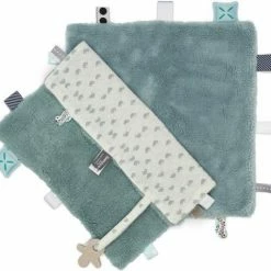 Snoozebaby Sweet Dreaming - Knuffeldoekje - Met Veel Labeltjes - Biedt Rust En Comfort - Oekotex Materiaal - 25x25cm - Petrol Gray Mist