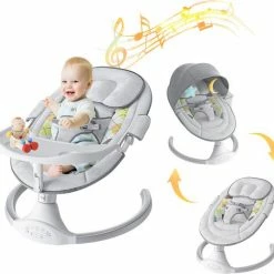 Bioby Wipstoeltjes - Elektrische Babyschommel - Babyschommel Met Eettafel - Babywieg Met Muziek