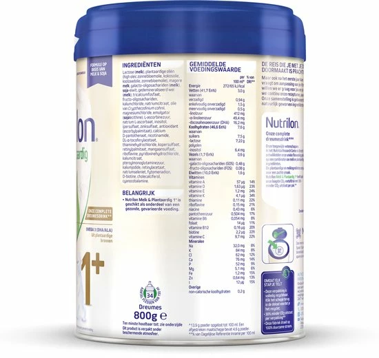 Nutrilon Melk & Plantaardig 1+ - Dreumesdrink Vanaf 12 Maanden - 800 Gram 12 Nutrilon Melk & Plantaardig 1+ - Dreumesdrink Vanaf 12 Maanden - 800 Gram - Afbeelding 12