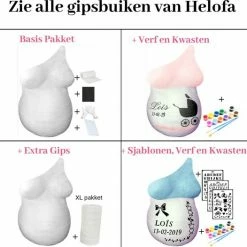 Helofa Gipsbuik Pakket - Met 12 Kleuren Verf En Kwasten 4 Rollen Extra Groot En Sterk Gipsverband Niet Toxisch - Baby Buik Zwanger -Telano-winkel 550x526 1