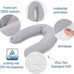 Theraline Voedingskussen En Zwangerschapskussen - Katoen - Grijs Met Stippen -Telano-winkel 550x531 4