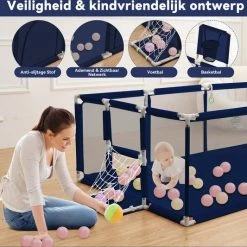 Comomy Grondbox - Babay Speelbox - 181x122cm Rechthoekig Groot Formaat Met Basketbalkorf - Blauw -Telano-winkel 550x533 4