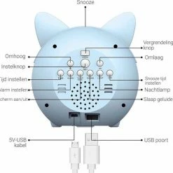 Merkloos Slaaptrainer - Wake-up Light - Digitale Wekker Met Slaaptimers - Nachtlamp Met Slaapdeuntjes - Kat - Blauw -Telano-winkel 550x535 3