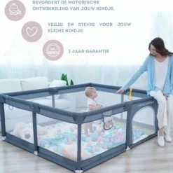 Dendardev - XL Speelbox Met 50 Ballen - Babybox - Playpen - Baby Kruipbox - Grondbox - Kinderbox - Grijs 180cm X 150cm X 68cm -Telano-winkel 550x535 8