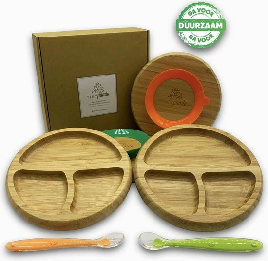 Tiny Panda - Kinderservies Bamboe - Kinderbord - Baby Lepeltjes - Baby Servies - 2 Kinderborden - Kinderservies Set 1 Tiny Panda - Kinderservies Bamboe - Kinderbord - Baby Lepeltjes - Baby Servies - 2 Kinderborden - Kinderservies Set