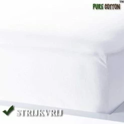 PURE HOME COTTON Hoeslaken 140x200 Katoen - Tot (30cm) - Jersey - Meer Kleuren - Strijkvrij - Lange Levensduur - Wit -Telano-winkel 550x539 3