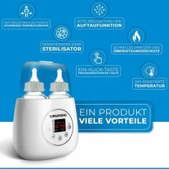 Grundig Flessenwarmer - Dubbele Flesverwarmer - 200W - Ruimte Voor 2 Babyflessen - Verwarmen, Ontdooien En Steriliseren - Incl. Stoomkap - Wit 9 Grundig Flessenwarmer - Dubbele Flesverwarmer - 200W - Ruimte Voor 2 Babyflessen - Verwarmen, Ontdooien En Steriliseren - Incl. Stoomkap - Wit -Telano-winkel 550x541