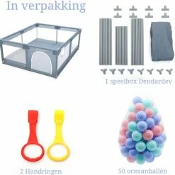 Dendardev - XL Speelbox Met 50 Ballen - Babybox - Playpen - Baby Kruipbox - Grondbox - Kinderbox - Grijs 180cm X 150cm X 68cm -Telano-winkel 550x543 9
