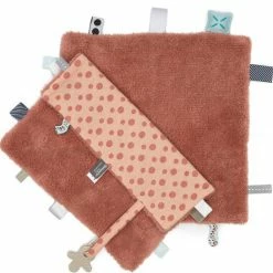 Snoozebaby Sweet Dreaming - Knuffeldoekje - Met Veel Labeltjes - Biedt Rust En Comfort - Oekotex Materiaal - 25x25cm - Roestkleur Dusty Rose
