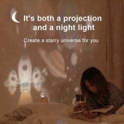 Merkloos Nachtlamp - Kinderen - Baby - LED - Oplaadbaar Met 6 Dia Thema`s - Projector Op Muren - Draadloos - Sterren Projector - Kinderlamp - Muziekdoos - Sterrenlamp - Unicorn - Planeten - 3in1 - Sinterklaas - Kerst - Bed Lamp -Telano-winkel 550x544 3