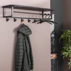Merkloos DePauwWonen | Yucon 6 Haken Kapstok | LxBxH = 30 X 100 X 27cm - Zwart - Hangkapstok, Kapstok Haken, Hangend, Industrieel, Wandkapstok