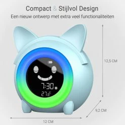 Merkloos Slaaptrainer - Wake-up Light - Digitale Wekker Met Slaaptimers - Nachtlamp Met Slaapdeuntjes - Kat - Blauw -Telano-winkel 550x548 3