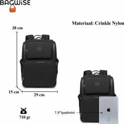 Bagwise - Luiertas - Rugzak - Verzorgingstas - Baby Rug Tas - Diaper Backpack - Unisex - Crinkle Nylon - 25 LT - Zwart - -Telano-winkel 550x549 38