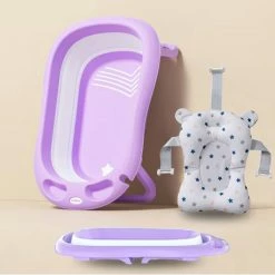 FOXSPORT Baby Badje Opvouwbaar - 3 In 1 Opvouwbaar - Opbergmand - Inclusief Badkussen - Babybadje - Peuterbadje 83 × 48 × 23,5 Cm - Purper -Telano-winkel 550x550 1027