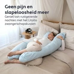 Litollo Zwangerschapskussen XXL - Voedingskussen - Lichaamskussen - 280cm - Zachte Fleece Stof - Body Pillow - Afneembare Hoes - Olijfgroen -Telano-winkel 550x550 176