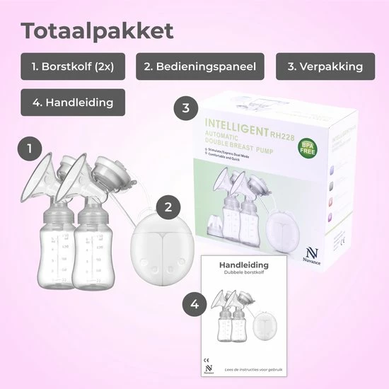 Nuvance - Dubbel Draagbare Elektrische Borstkolf - Inclusief Melkfles - 300ml - Handkolf - Kolfapparaten - Borstvoeding - 18 Standen - BPA Vrij 11 Nuvance - Dubbel Draagbare Elektrische Borstkolf - Inclusief Melkfles - 300ml - Handkolf - Kolfapparaten - Borstvoeding - 18 Standen - BPA Vrij - Afbeelding 11