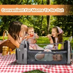 Chris Baby Luier- En Verzorgingstas - Baby Rug Tas Met Bed - Reis Rugzak - Grote Capaciteit - Jongens En Meisjes - Grijs - Luier Tas - Verzorgingstas Baby - Uitschuifbaar Verschoon/ Slaap Bedje Multifunctionele Rugzak 0-1 Jaar Grijs -Telano-winkel 550x550 227