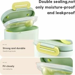 Without Lemon - Baby Melkpoeder Doseer Box - Reisbox - Opbergdoos Voor Voeding - Dispenser Met Schraper En Lepel - Mintgroen - 600ml -Telano-winkel 550x550 264