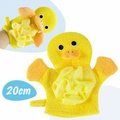 Merkloos Baby Shower Glove – Geboorte Cadeau - Babyshower Handschoen – Schoencadeautjes Sinterklaas - Kinder Douche Washand - Gender Reveal - Meisje En Jongen - Baby's - Kerst - Washandje Voor In Bad - Goedkope Cadeautjes – Douchegel En Zeep - Eend – 20cm