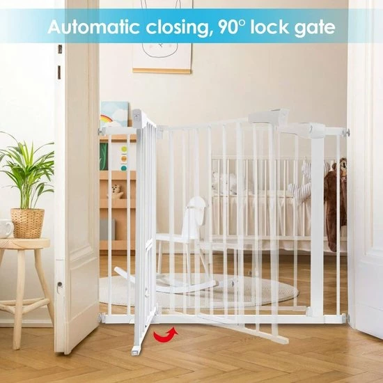 Comomy Traphekje - Traphek Zonder Boren - 75-103cm Veiligheidshek Met Kattendeur - Veiligheidshekje -Hondenhek - Voor Baby's, Kinderen, Hond En Katten - Wit 5 Comomy Traphekje - Traphek Zonder Boren - 75-103cm Veiligheidshek Met Kattendeur - Veiligheidshekje -Hondenhek - Voor Baby's, Kinderen, Hond En Katten - Wit - Afbeelding 5