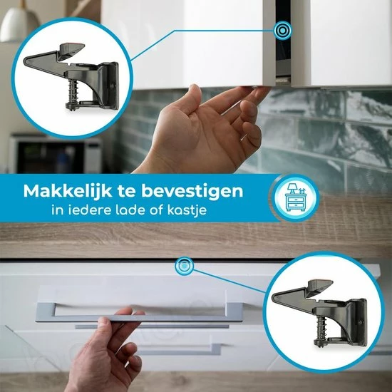 Bablue Kinderslot Kastjes - 4 Stuks - Zwart - Kinderbeveiliging Voor Kasten - Kastslot - Kast Beveiliging Baby - Veiligheidshaakjes - Kastsloten Baby - Kinderslot Kast - Kinderslot Lade - Keukenkastje Beveiliging Kinderen - Kinderslot Keukenkast 7 Bablue Kinderslot Kastjes - 4 Stuks - Zwart - Kinderbeveiliging Voor Kasten - Kastslot - Kast Beveiliging Baby - Veiligheidshaakjes - Kastsloten Baby - Kinderslot Kast - Kinderslot Lade - Keukenkastje Beveiliging Kinderen - Kinderslot Keukenkast - Afbeelding 7
